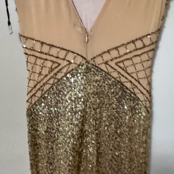 "House of Versace" Elegant Gold Sequin Holiday Evening Gown - Picture 2 of 7
